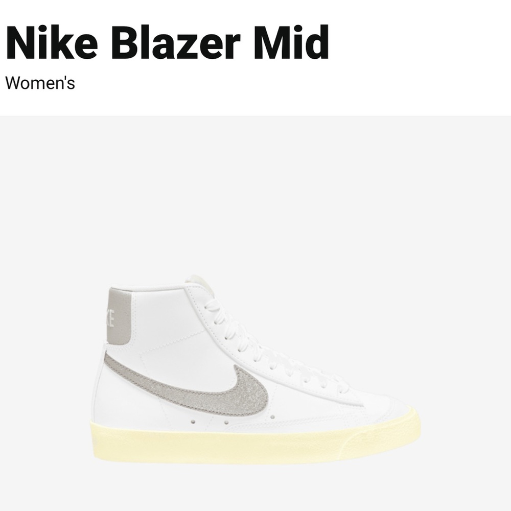 Brand new Nike Blazer in Girls 6 = Womens 8. White and grey. Never been worn.